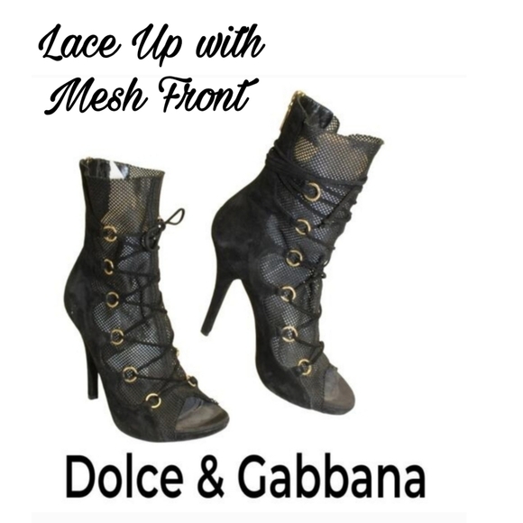 Dolce & Gabbana Shoes - Sale❗️Dolce & Gabbana Italy Made Suede Mesh Peep Toe Stiletto Ankle Boots